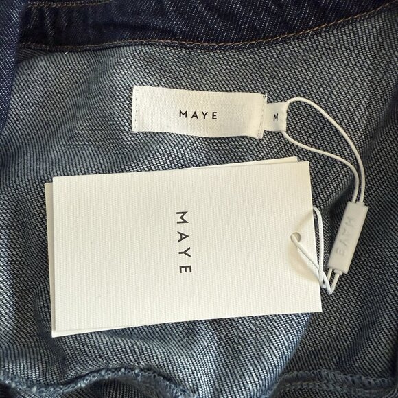 MAYE Harper Denim Midi Dress Indigo Blue Button-front - Picture 5 of 10